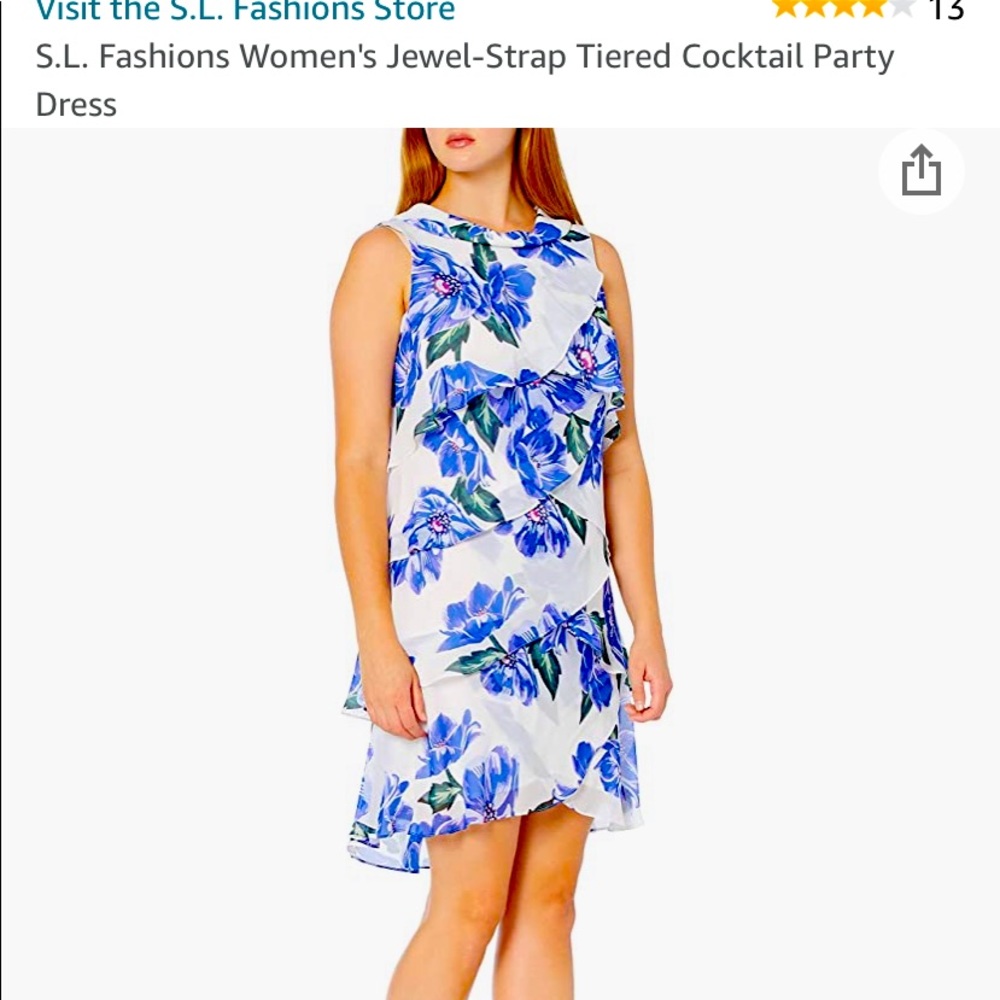 S.L. Fashions Jewel-Strap Tiered Cocktail Dress
